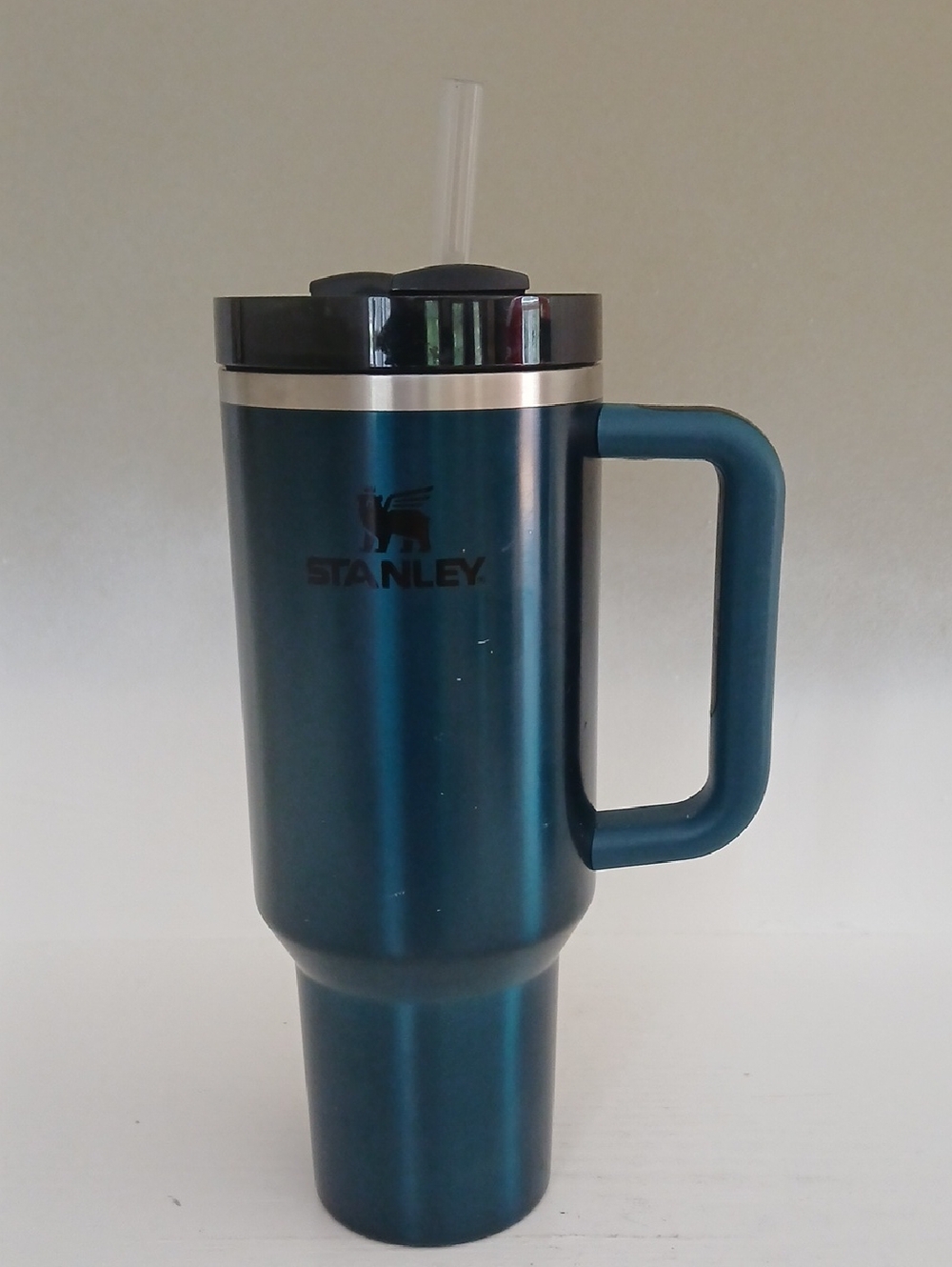 Stanley Teal Blue Travel Mug with Handle and Straw